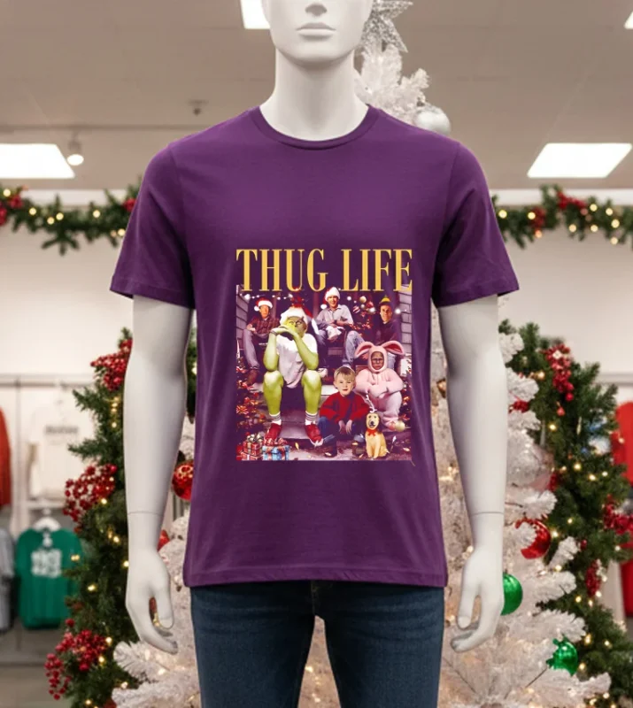 Thug Life Christmas Friends Christmas Movies   Purple T Shirt