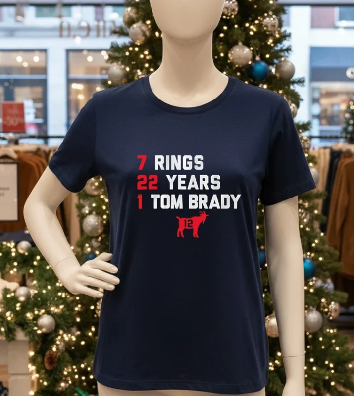Tom Brady Goat List 7 Rings 22 Years 1 Tom Brady   Navy T Shirt