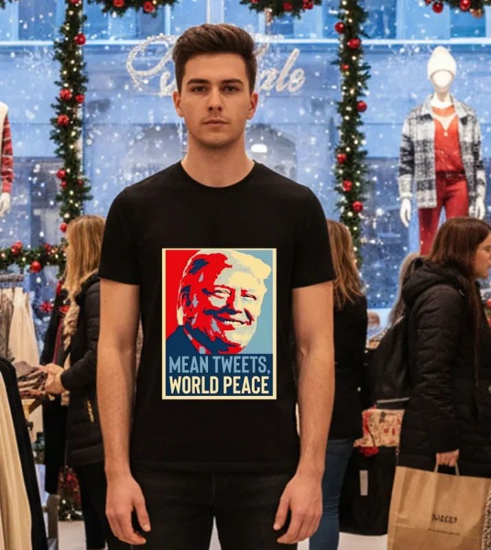 Trump Mean Tweets World Peace New Era   Black T Shirt