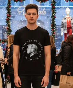 Trump The Peace President 2025   Black T Shirt