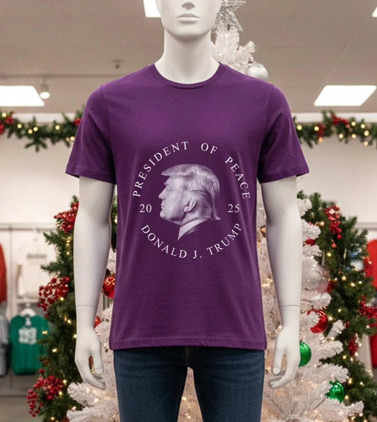 Trump The Peace President 2025 - purple-t-shirt Trump The Peace President 2025 Purple T Shirt