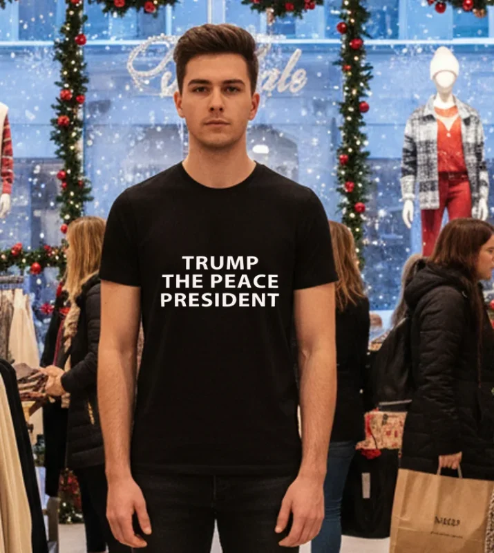 Trump The Peace President Text T   Black T Shirt