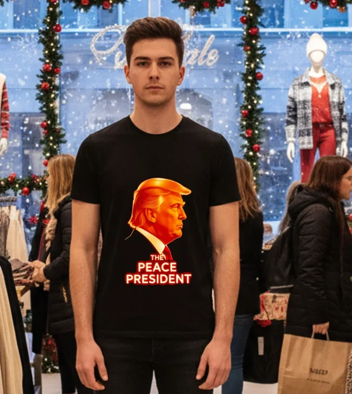 Trump The Peace President   Black T Shirt