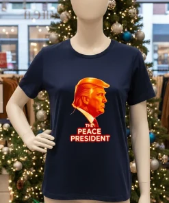 Trump The Peace President   Navy T Shirt