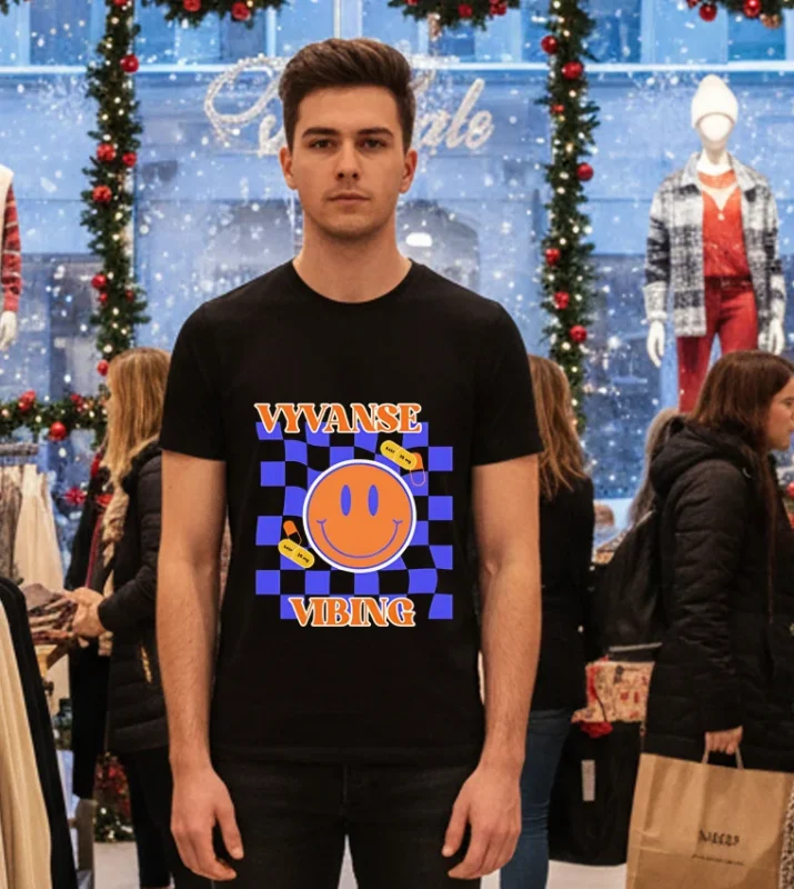 Vyvanse Vibing Smile Funny   Black T Shirt