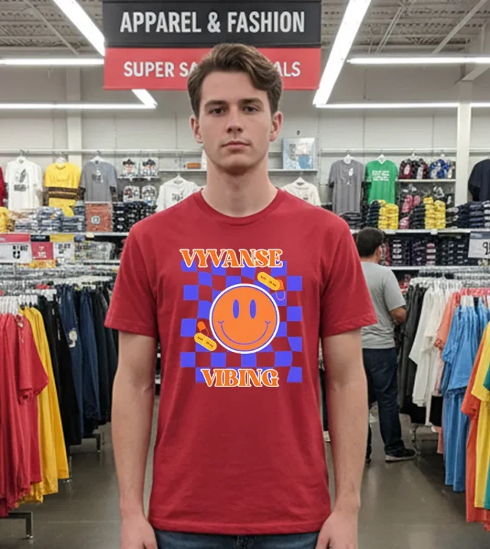 Vyvanse Vibing Smile Funny   Red T Shirt