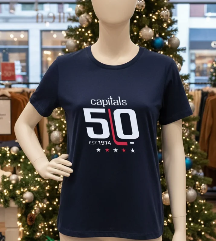 Washington Capitals 50Th Anniversary Est 1974 Navy T Shirt