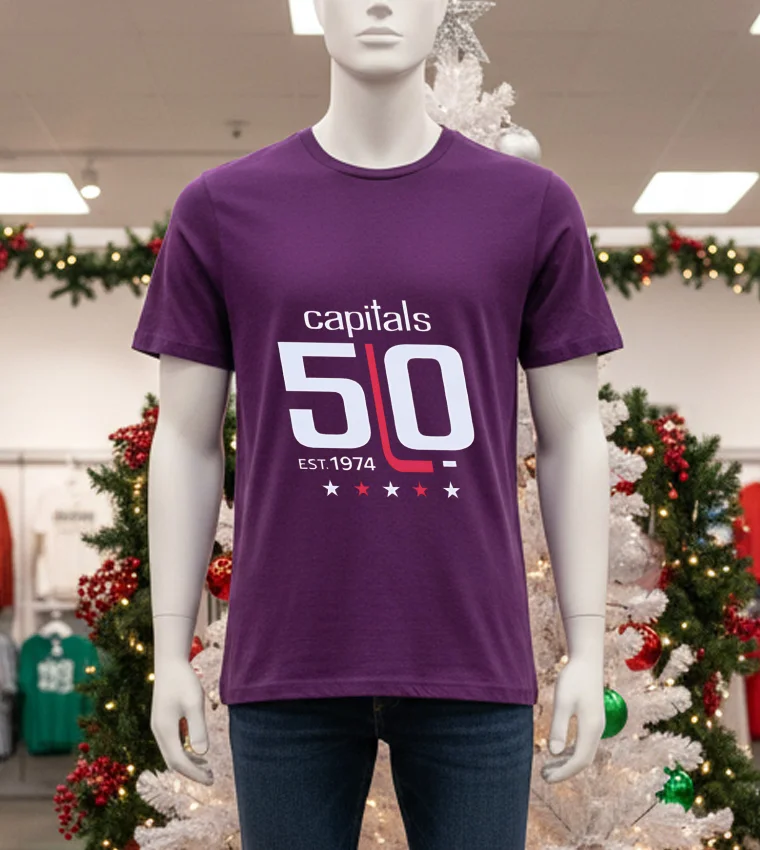 Washington Capitals 50Th Anniversary Est 1974 - purple-t-shirt Washington Capitals 50Th Anniversary Est 1974 Purple T Shirt