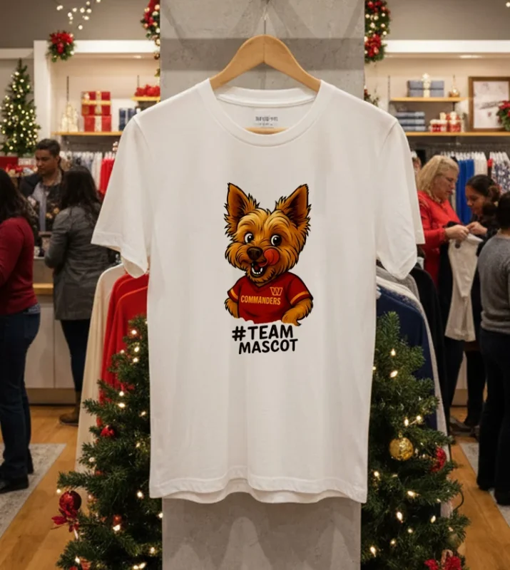 Washington Commanders Yorkie Hashtag Team Mascot T   White T Shirt