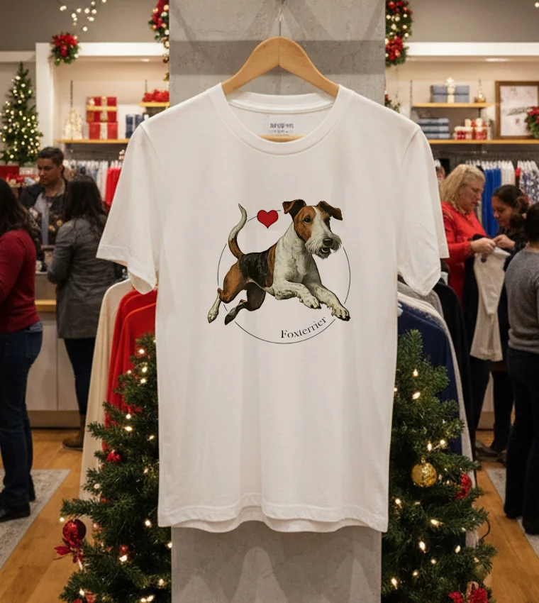 Wire Fox Terrier Portrait Vintage T - white-t-shirt Wire Fox Terrier Portrait Vintage T White T Shirt