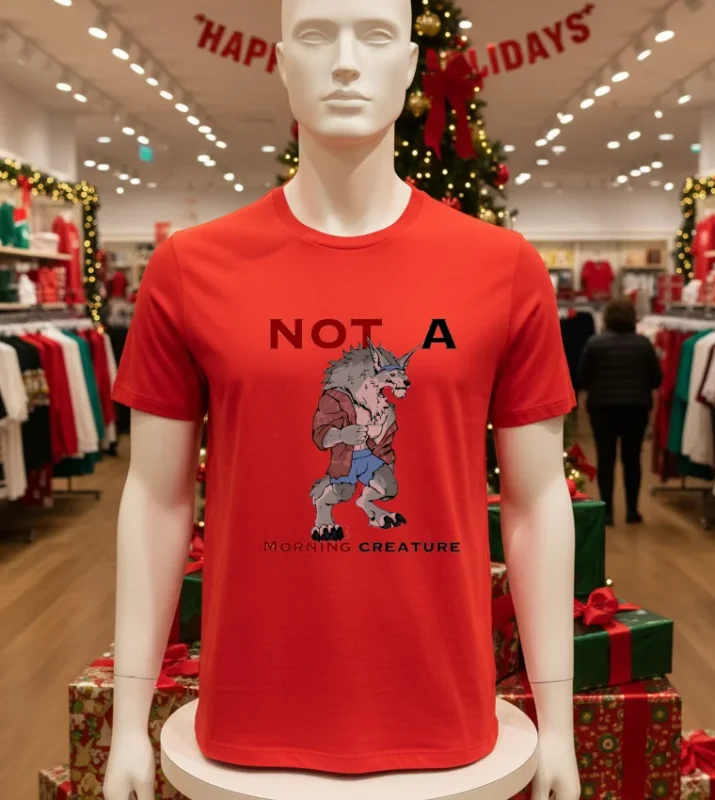 Wolf Not A Morning Creature Red T Shirt