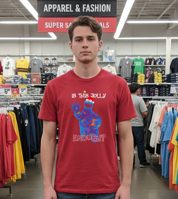 Yoonton Cookie Monster Is This Jolly Enough   Red T Shirt