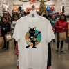 Acoustic Guitar Black Cat T   White T Shirt