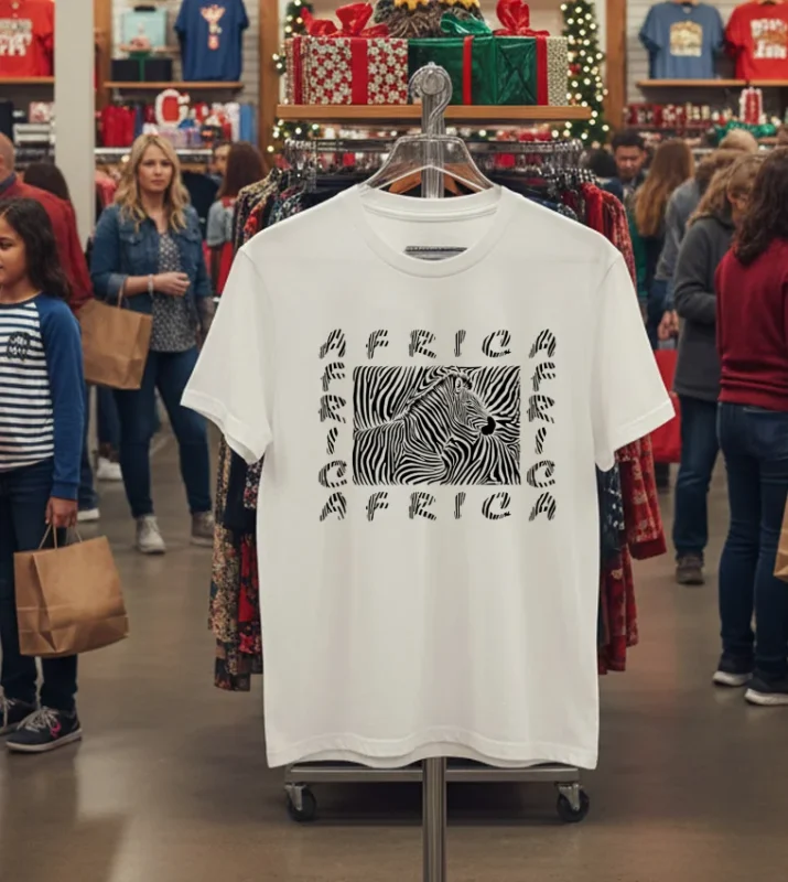 Africa Zebra Motif Vintage   White T Shirt