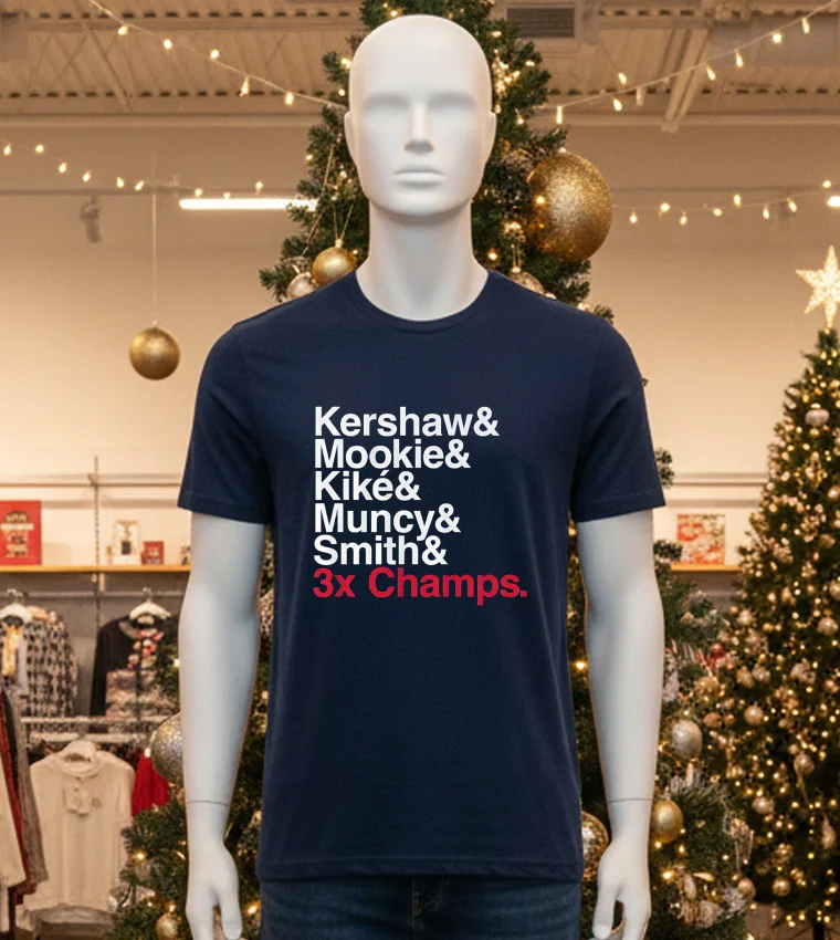 Ampersand 3 Time Champs Dodgers 2025 Black T Shirt 1