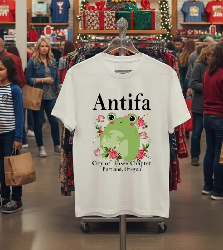 Antifa City Of Roses Frog White T Shirt 1