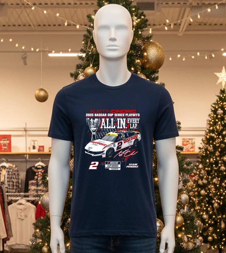 Austin Cindric Checkered Flag Sports 2025 Nascar Cup Series Playoffs Discount Tire - black-t-shirt Austin Cindric Checkered Flag Sports 2025 Nascar Cup Series Playoffs Discount Tire Black T Shirt