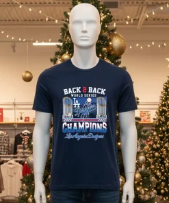Back 2 Back World Series 2024 2025 Los Angeles Dodgers Black T Shirt 1