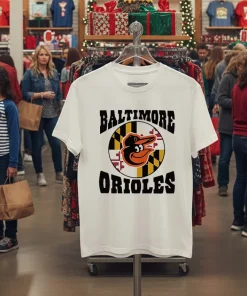 Baltimore Orioles Bird Flag Logo   White T Shirt