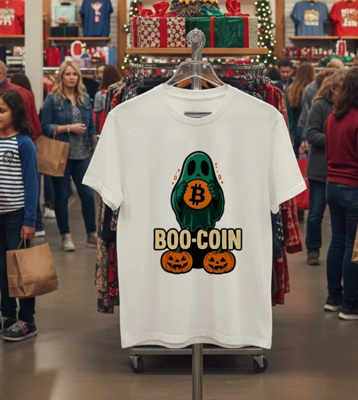 Bitcoin Halloween Ghost White T Shirt