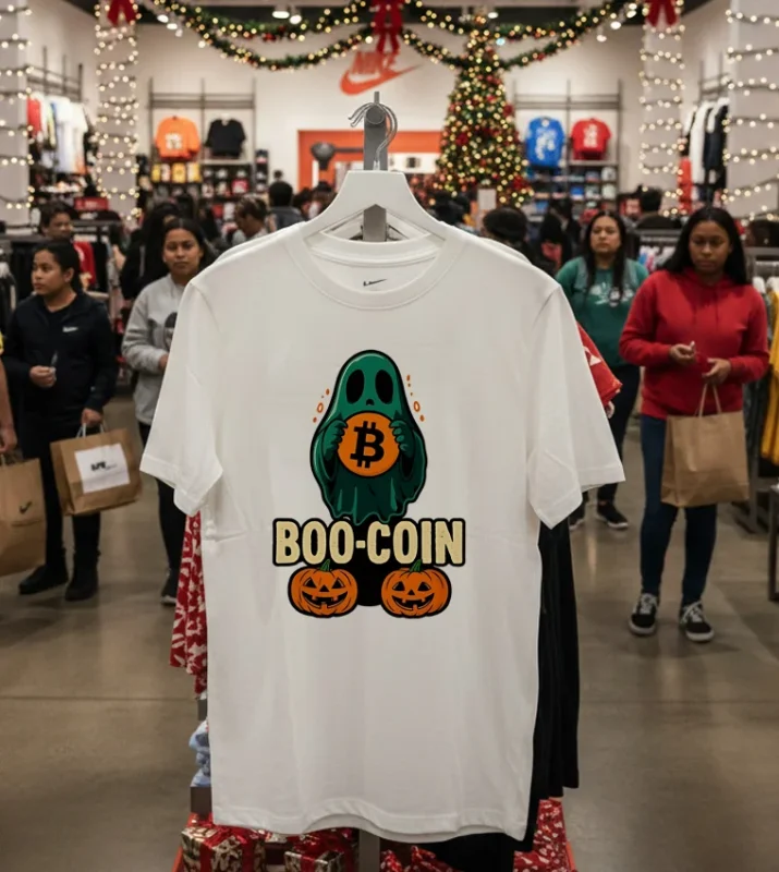 Bitcoin Halloween Ghost White T Shirt