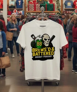 Brews d Battered Hockey Podcast logo shirt