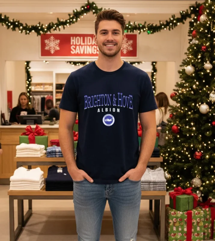 Brighton And Hove Albion Arch Letter Navy T Shirt