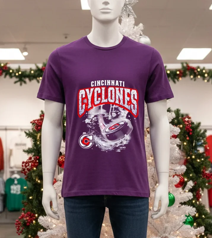 Cincinnati Cyclones Storm Warning Hockey   Purple T Shirt