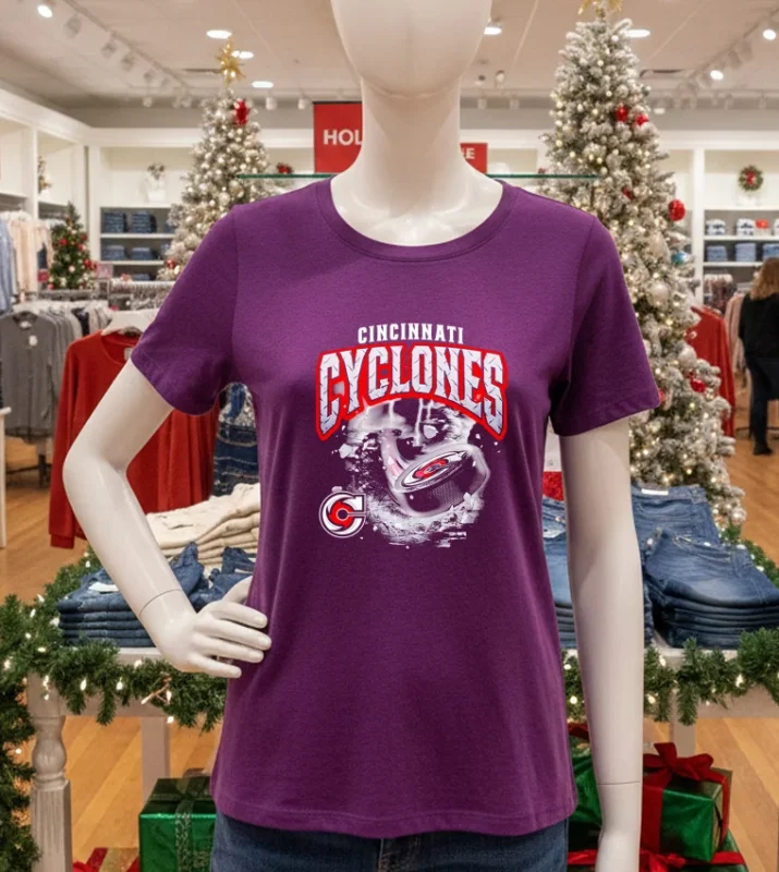 Cincinnati Cyclones Storm Warning Hockey   Purple T Shirt