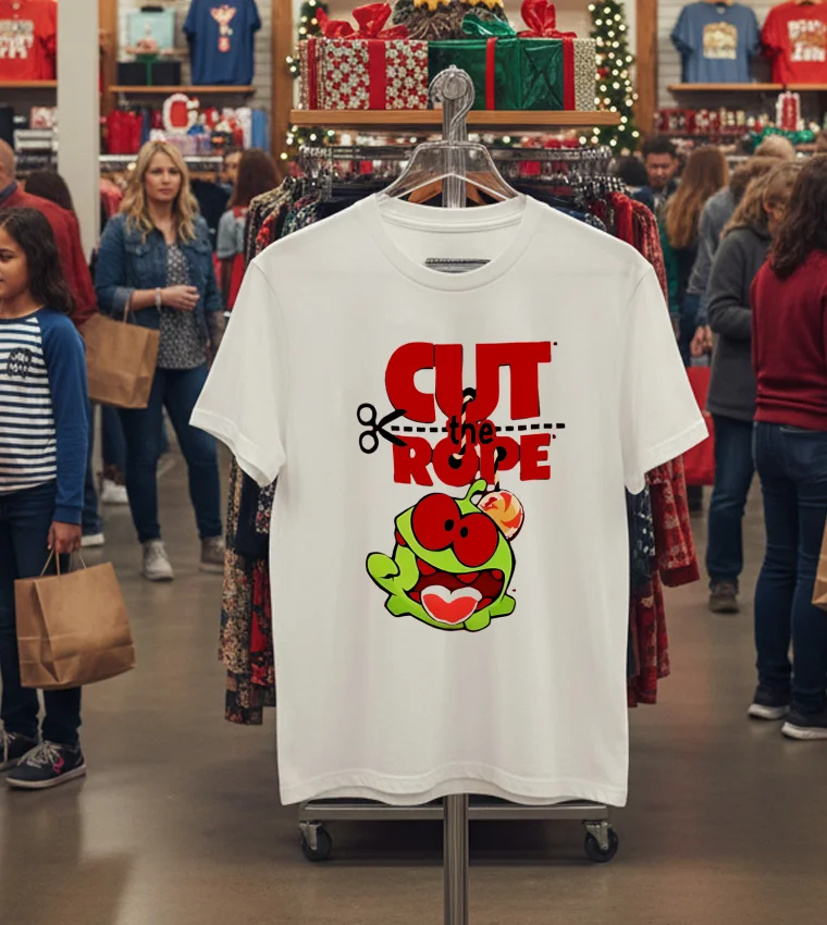 Cut The Rope Om Nom Video Games - white-t-shirt Cut The Rope Om Nom Video Games White T Shirt