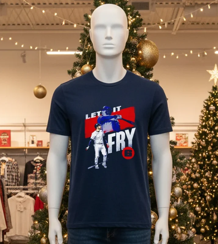 David Fry Cleveland Baseball David Fry Cleveland Let It Fry   Black T Shirt