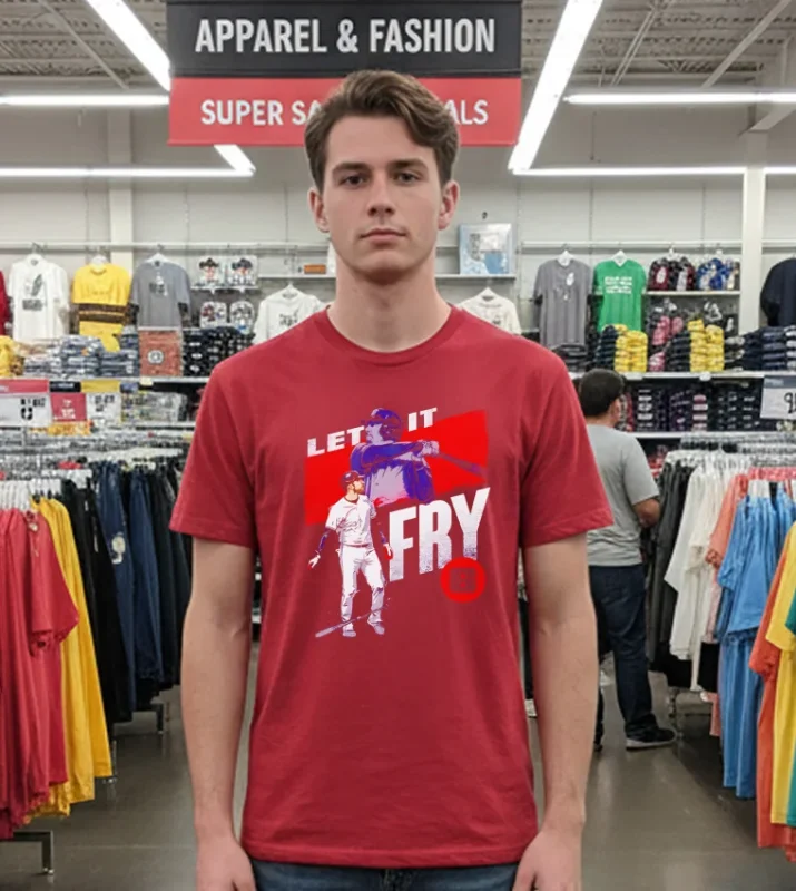 David Fry Cleveland Baseball David Fry Cleveland Let It Fry   Red T Shirt