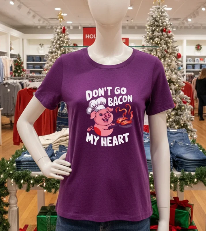 Don T Go Bacon My Heart Pig   Purple T Shirt