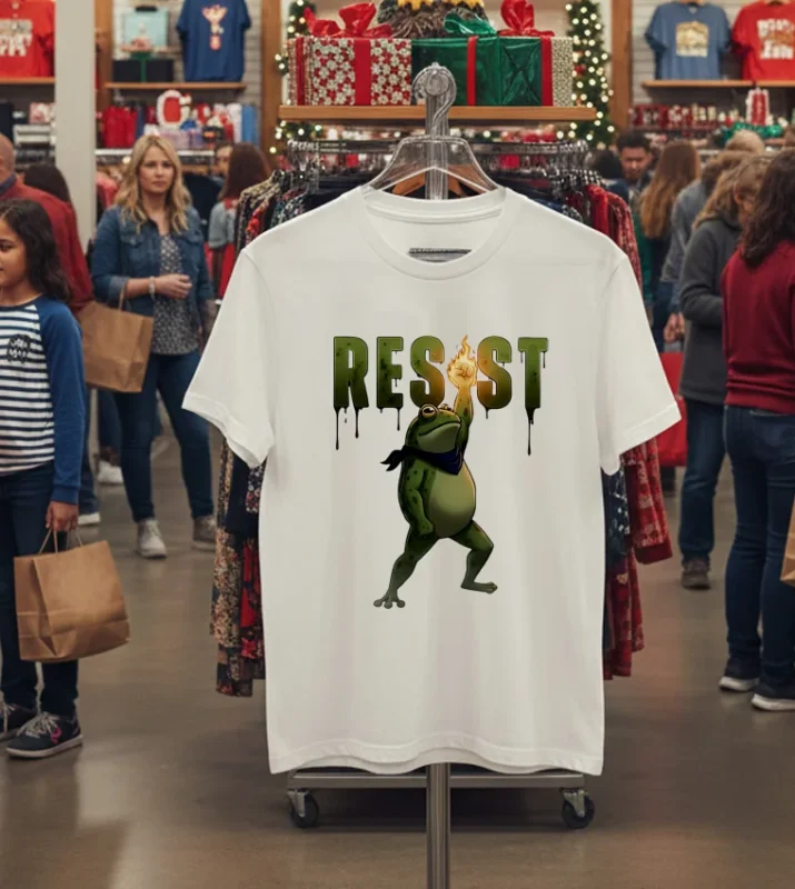 Fire Fist Resist Frog Portland Protest Frog White T Shirt 1