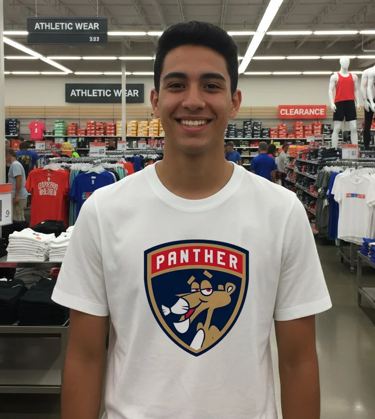 Florida Panthers Shield Pink Panther White T Shirt 1