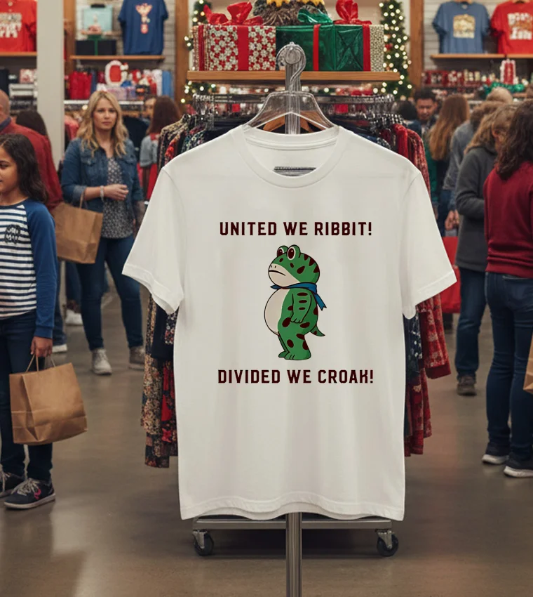 Frog United We Ribbit Divided We Croak - white-t-shirt Frog United We Ribbit Divided We Croak White T Shirt 1