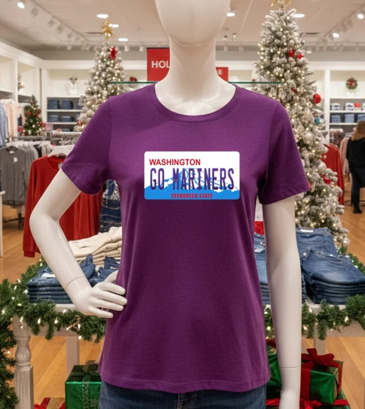 Go Mariners License Plate Washington Seattle Mariners Baseball Purple T Shirt