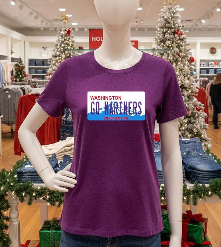 Go Mariners License Plate Washington Seattle Mariners Baseball - purple-t-shirt Go Mariners License Plate Washington Seattle Mariners Baseball Purple T Shirt