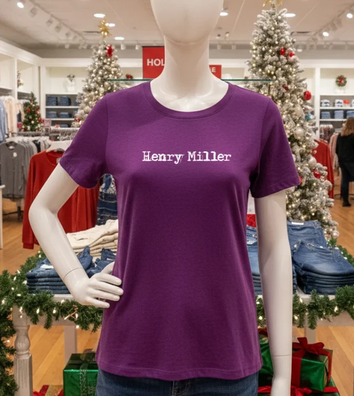 Henry Miller Text Retro   Purple T Shirt
