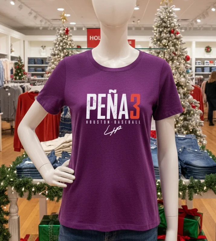 Houston Baseball Jeremy Pena Houston Elite Signature   Purple T Shirt