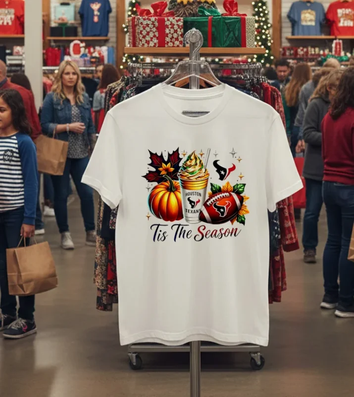 Houston Texans Tis The Season Halloween   White T Shirt