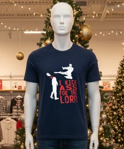 I Kick Ass For The Lord Retro Black T Shirt 1