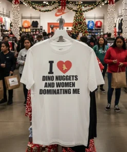 I Love Dino Nuggets And Women Dominating Me White T Shirt 3