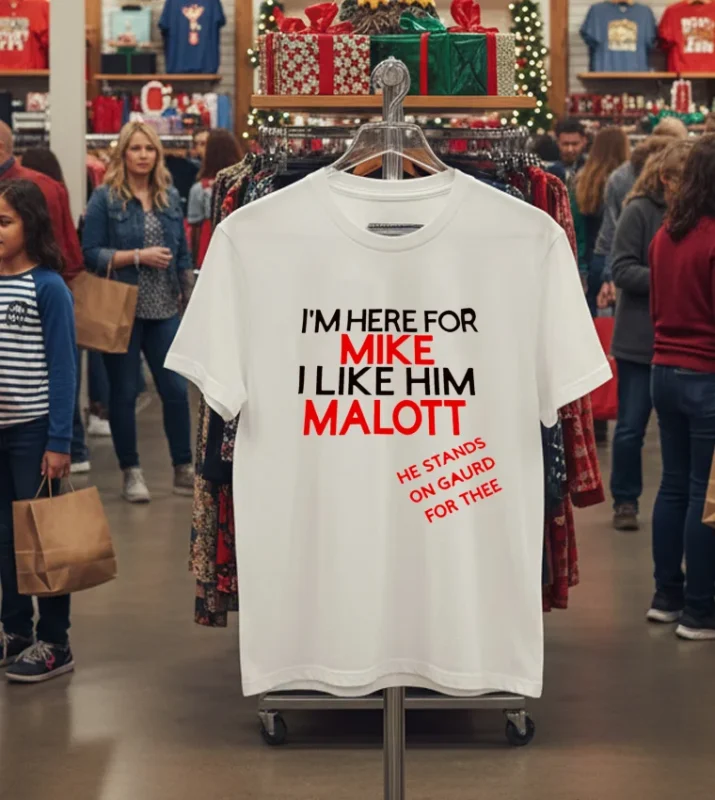 I M Here For Mike I Like Him Malott He Stands On Gaurd For Thee T White T Shirt