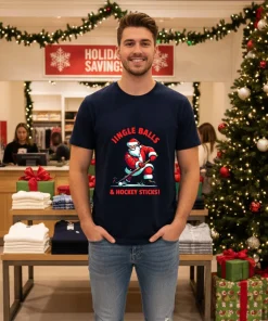 Jingle Balls And Hockey Sticks Santa s Field Hockey American style t-shirt