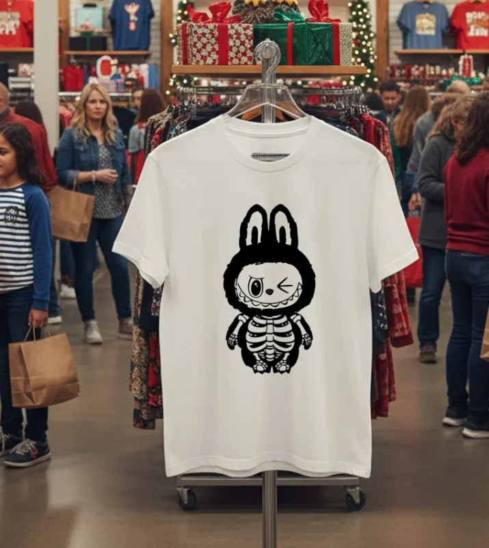 Labubu Skeleton Monster Halloween White T Shirt