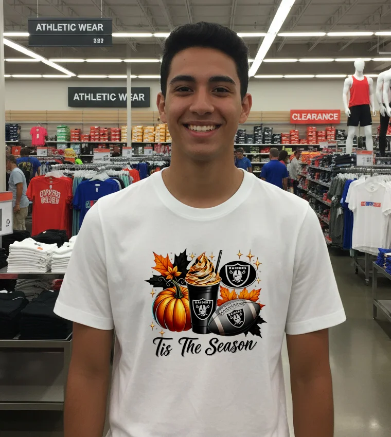 Las Vegas Raiders Tis The Season Halloween - white-t-shirt Las Vegas Raiders Tis The Season Halloween White T Shirt