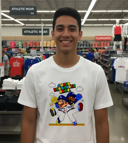 Let S Go Dodgers Super Hernandez Bros   White T Shirt