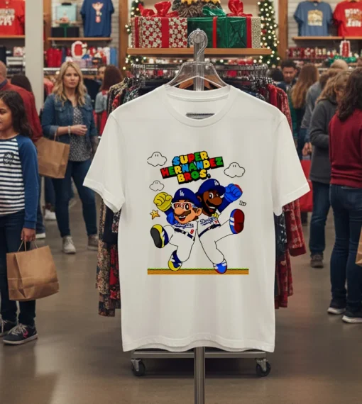 Let S Go Dodgers Super Hernandez Bros   White T Shirt