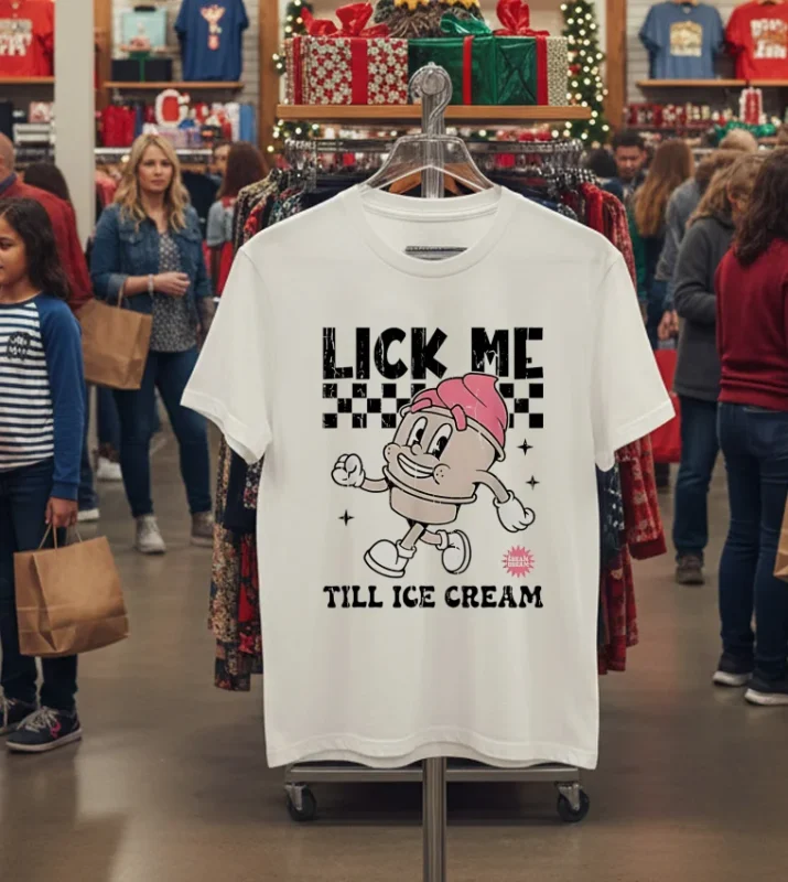 Lick Me Till Ice Cream Cute White T Shirt 1